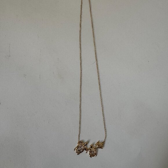 Gold-Plated Sterling Silver Turtle Family Pendant Necklace 18" - Picture 7 of 16